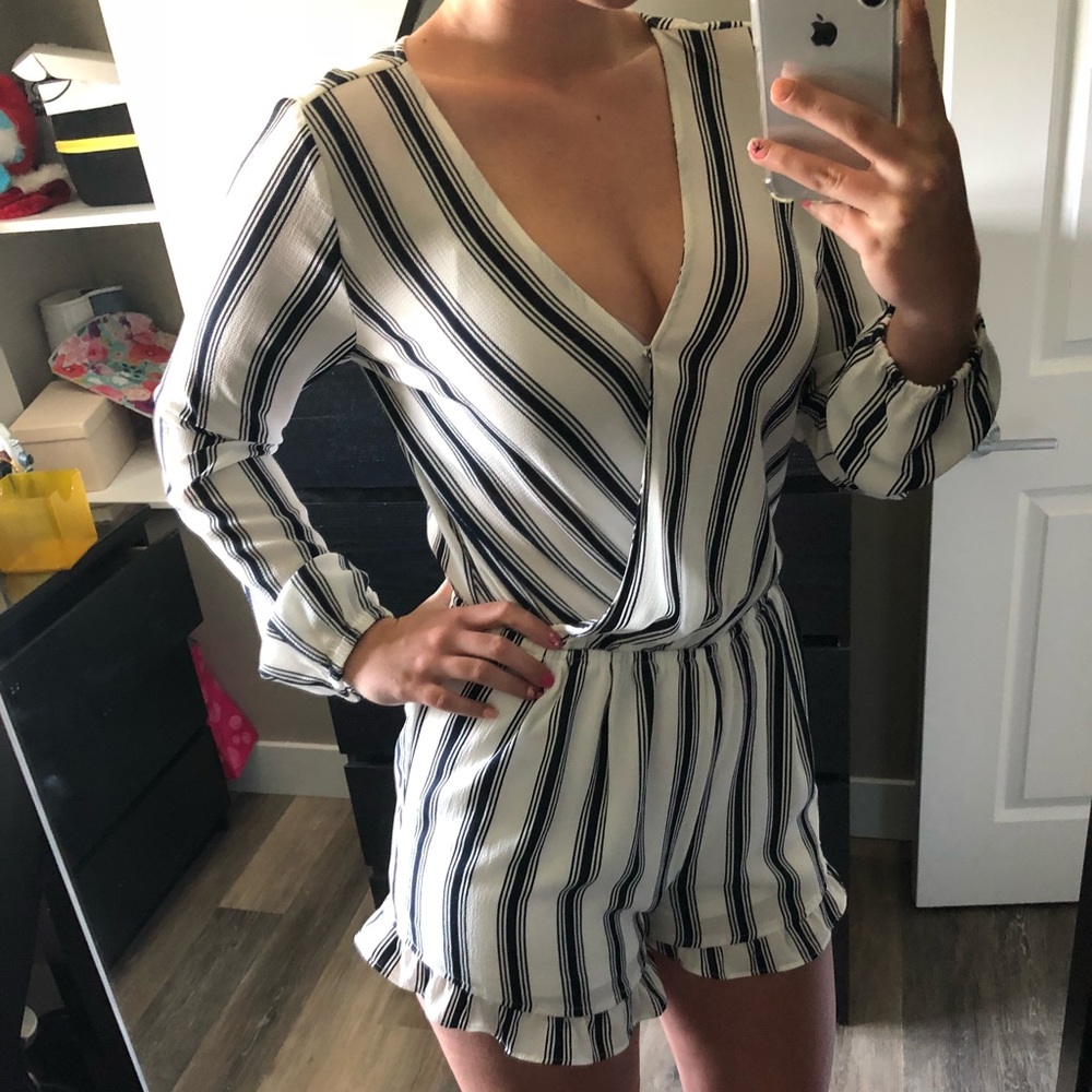 Romper with tags navy and white size M